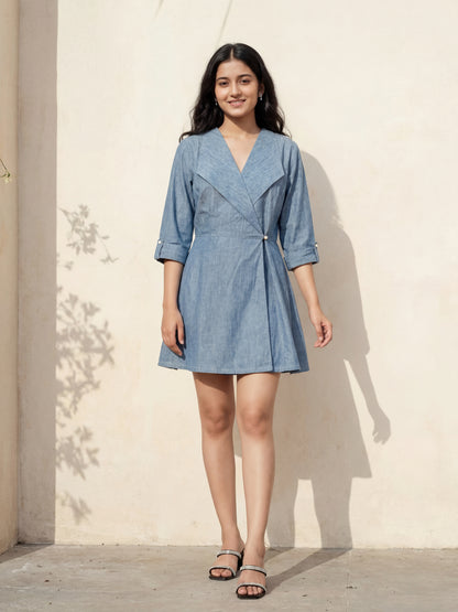 Denim Wrap Peplum Top