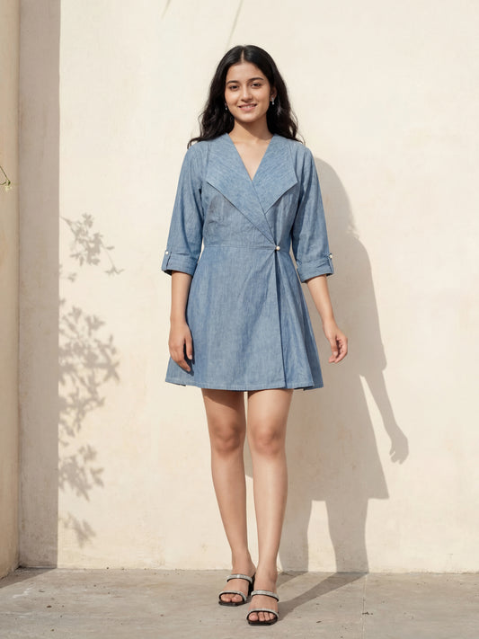 Denim Wrap Peplum Top