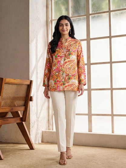 Multi Floral Button Down Top
