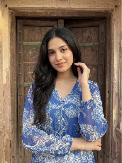 Blue Paisley Tunic Dress