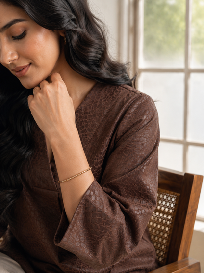 Brown Texture V Neck Top
