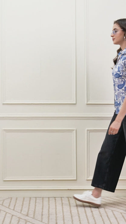 Blue Paisley Printed Top