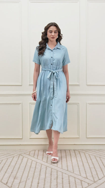 Denim Button Down Midi Dress