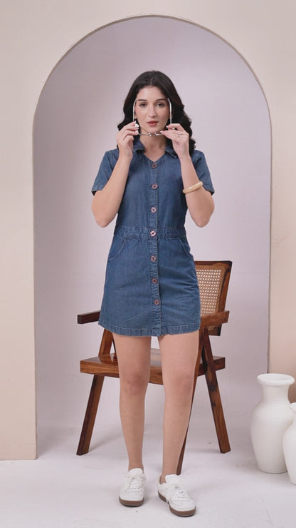 Button-Down Denim Mini Dress